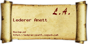 Lederer Anett névjegykártya